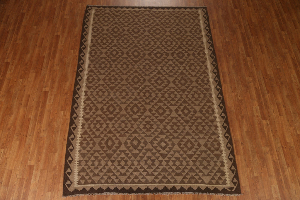 Geometric Brown Kilim Area Rug 7x10