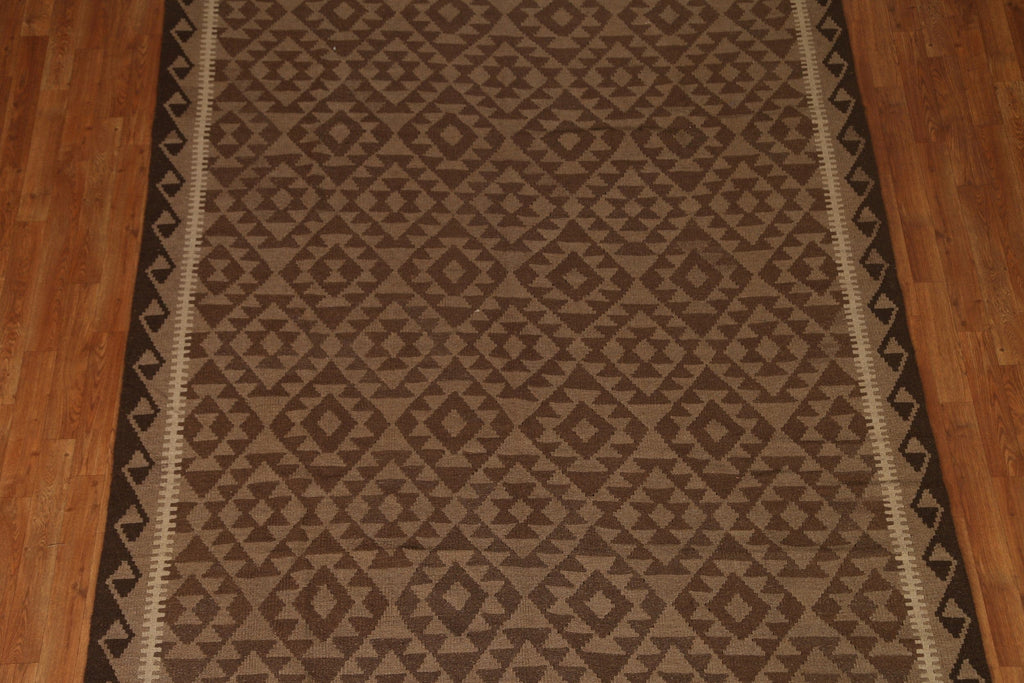 Geometric Brown Kilim Area Rug 7x10