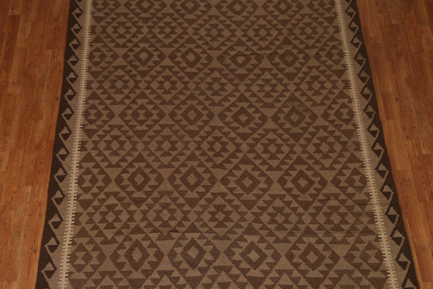 Geometric Brown Kilim Area Rug 7x10