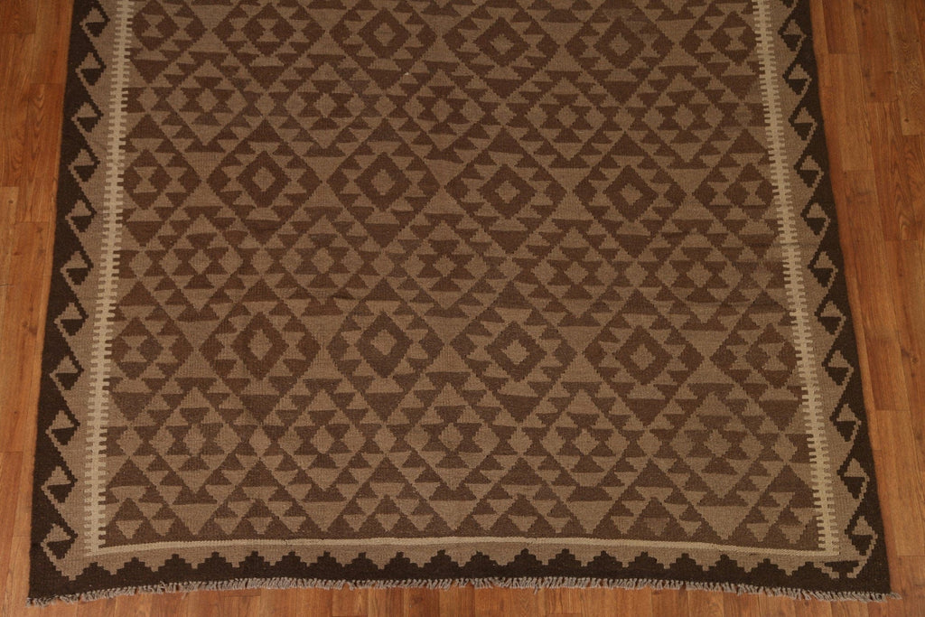 Geometric Brown Kilim Area Rug 7x10