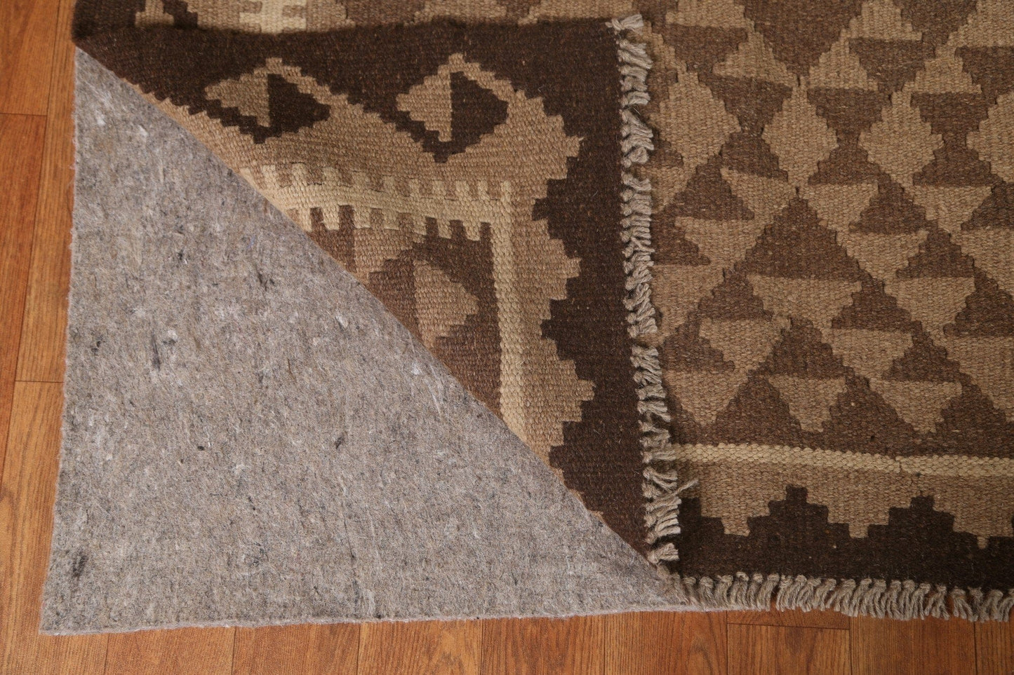 Geometric Brown Kilim Area Rug 7x10