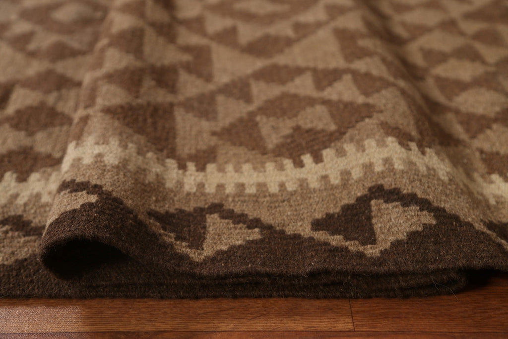 Geometric Brown Kilim Area Rug 7x10