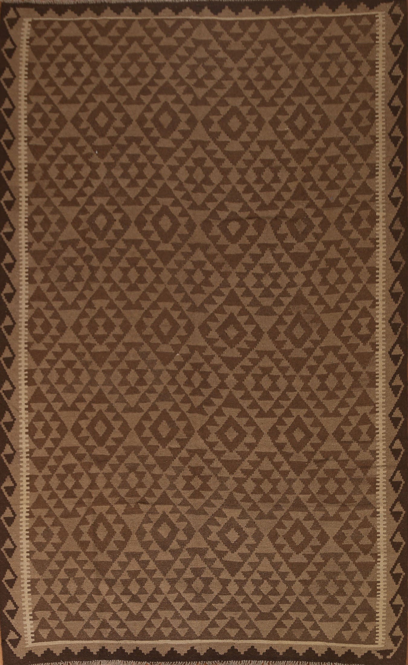 Geometric Brown Kilim Area Rug 7x10