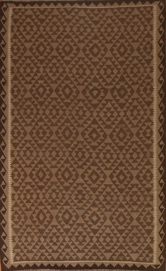 Geometric Brown Kilim Area Rug 7x10