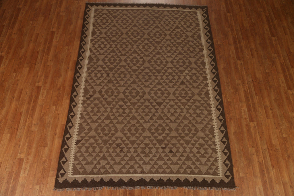 Geometric Kilim Wool Area Rug 7x10