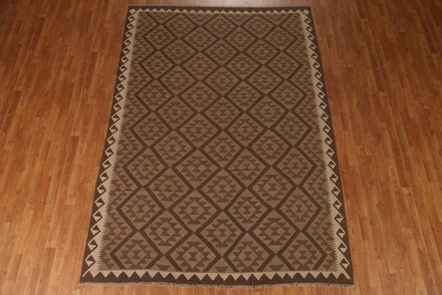 Tribal Kilim Brown Area Rug 7x10