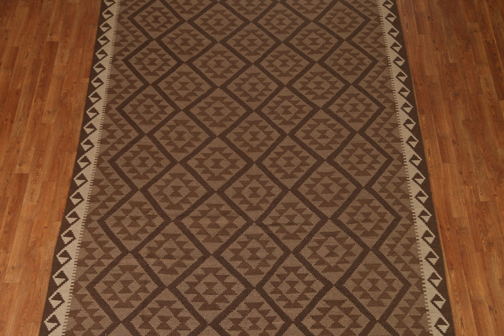 Tribal Kilim Brown Area Rug 7x10