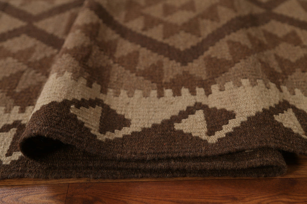 Tribal Kilim Brown Area Rug 7x10