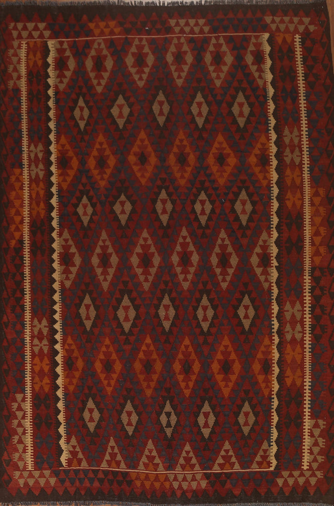 Geometric Kilim Wool Area Rug 7x10