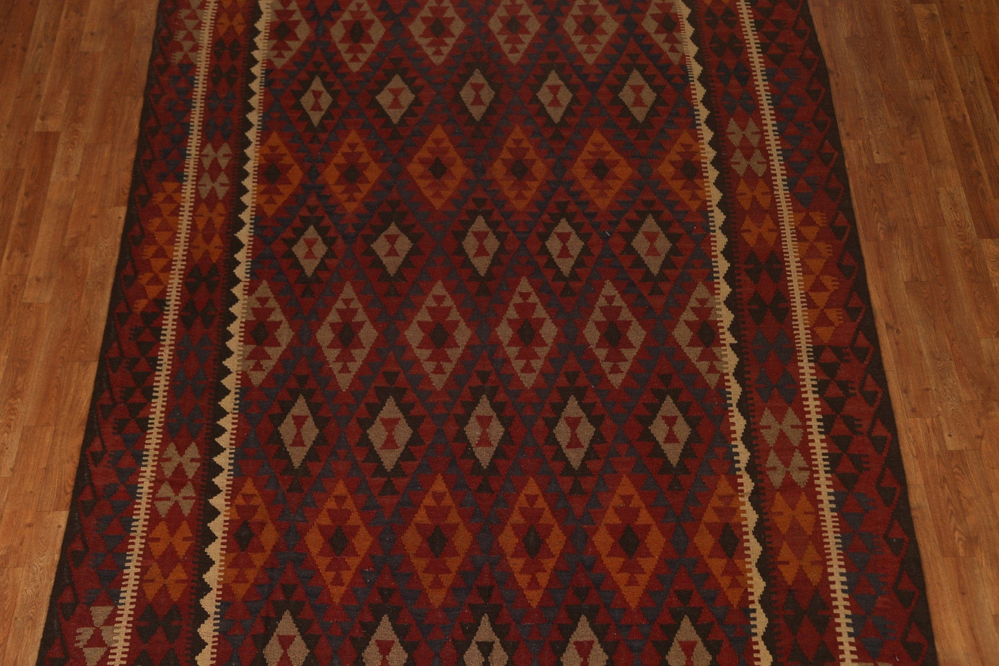 Geometric Kilim Wool Area Rug 7x10