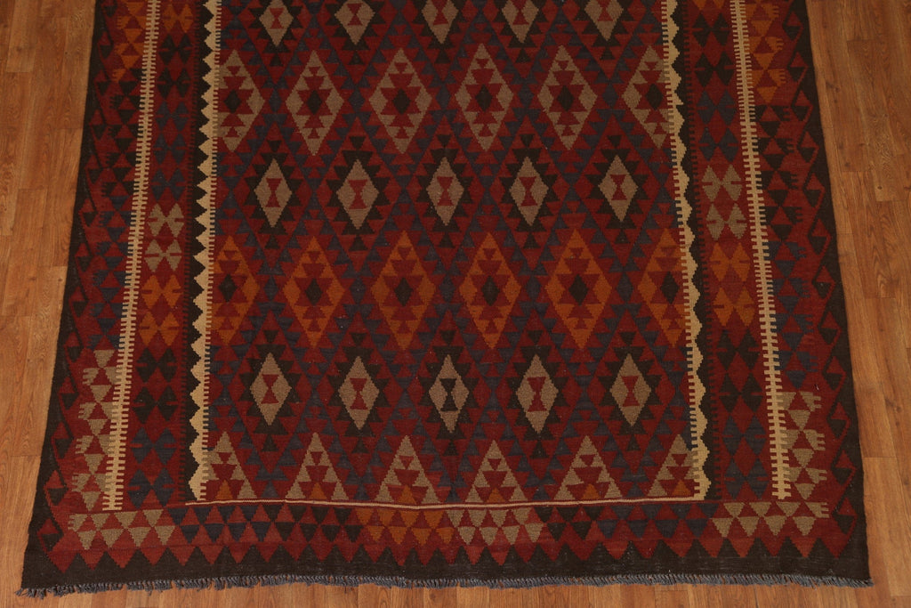 Geometric Kilim Wool Area Rug 7x10