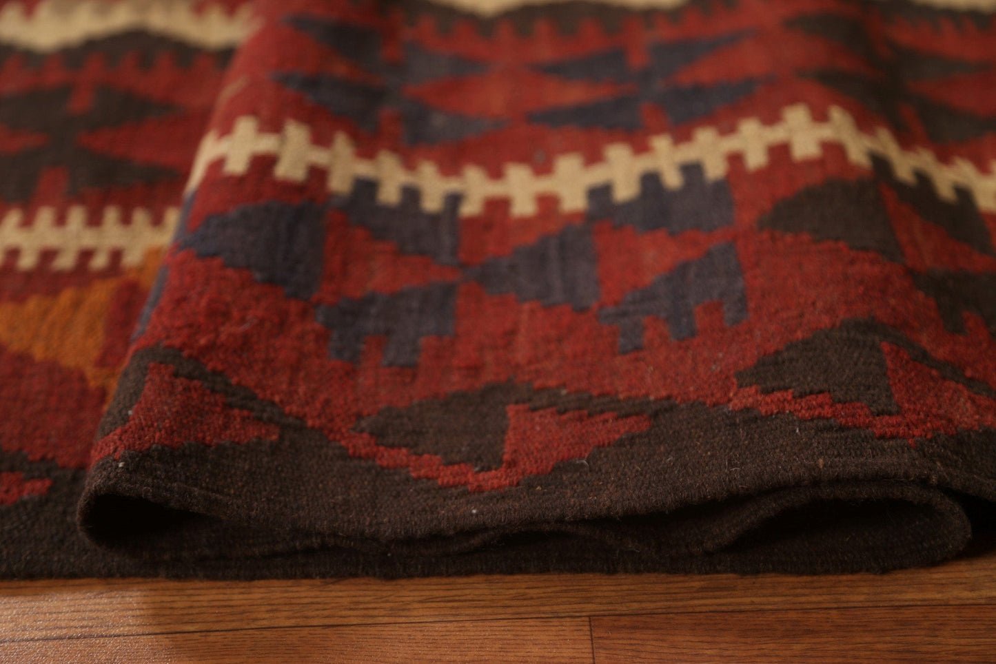 Geometric Kilim Wool Area Rug 7x10