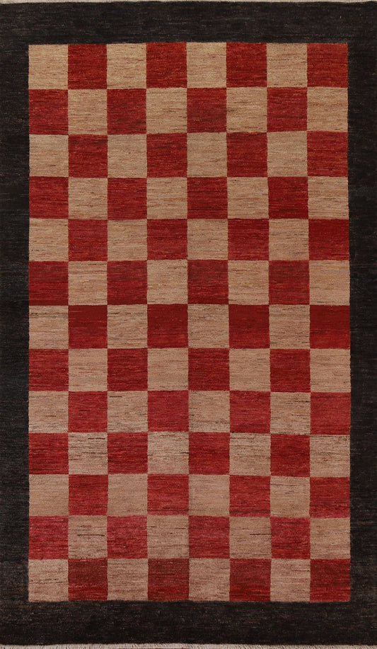 Checkered Gabbeh Kashkoli Modern Area Rug 6x10