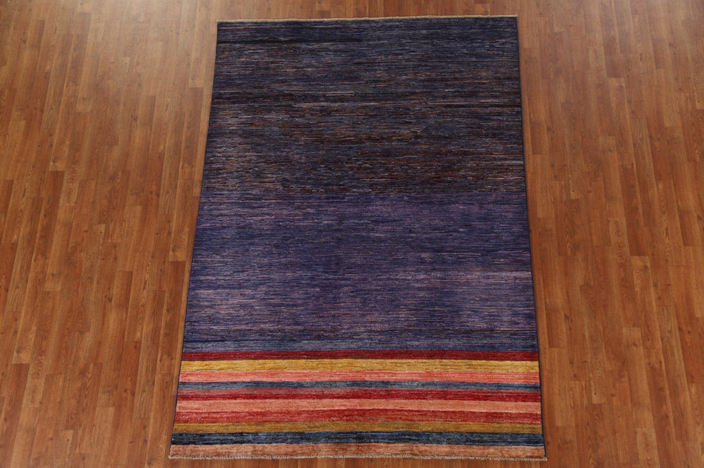 Blue/ Purple Handmade Gabbeh Kashkoli Area Rug 5x8