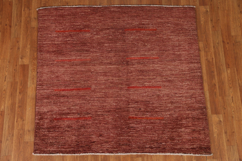 Hand-Knotted Gabbeh Kashkoli Oriental Area Rug 4x4