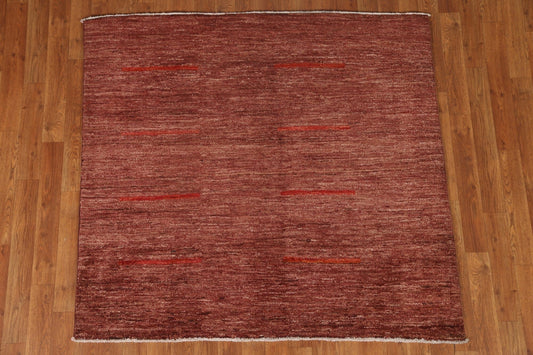 Hand-Knotted Gabbeh Kashkoli Oriental Area Rug 4x4