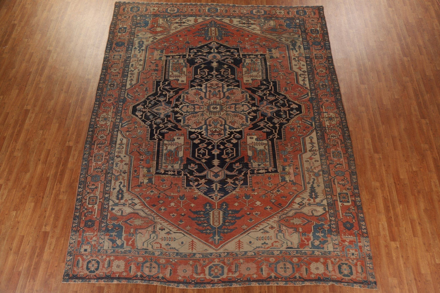 Pre-1900 Antique Vegetable Dye Heriz Serapi Persian Rug 10x13