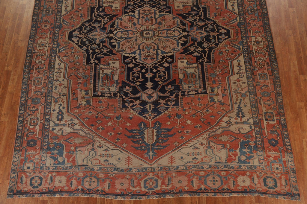 Pre-1900 Antique Vegetable Dye Heriz Serapi Persian Rug 10x13