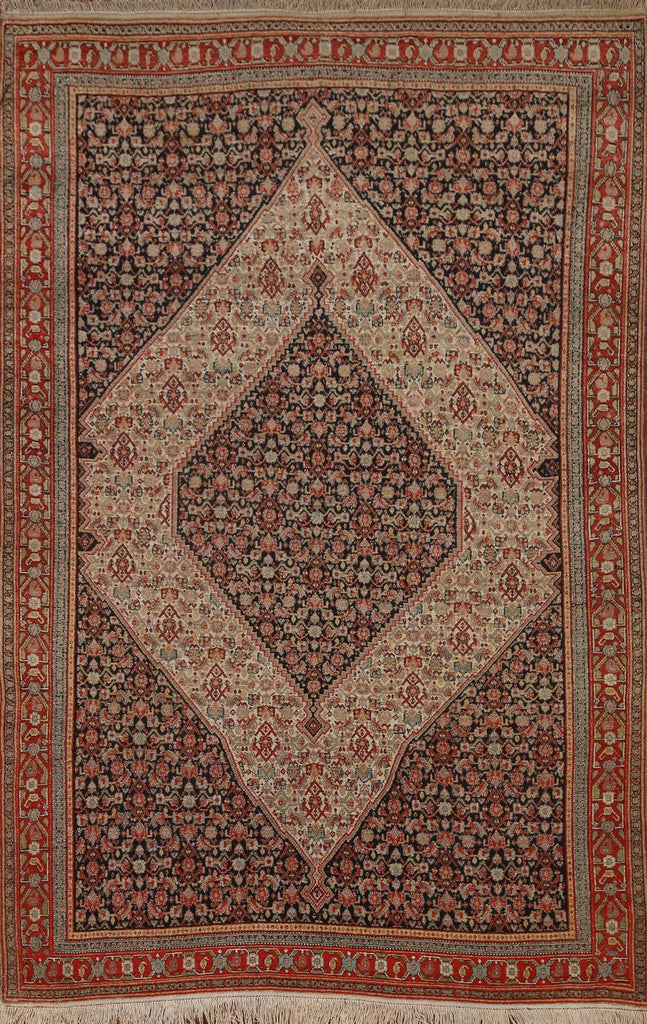 Pre-1900 Antique Vegetable Dye Senneh Persian Area Rug 5x6