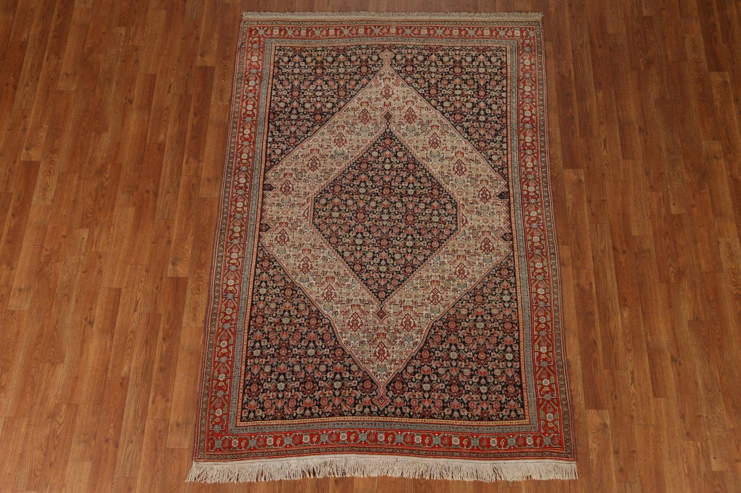 Pre-1900 Antique Vegetable Dye Senneh Persian Area Rug 5x6