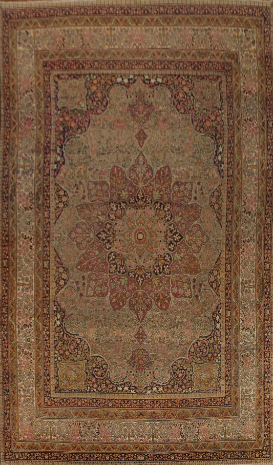 Pre-1900 Antique Vegetable Dye Kerman Lavar Persian Rug 9x14