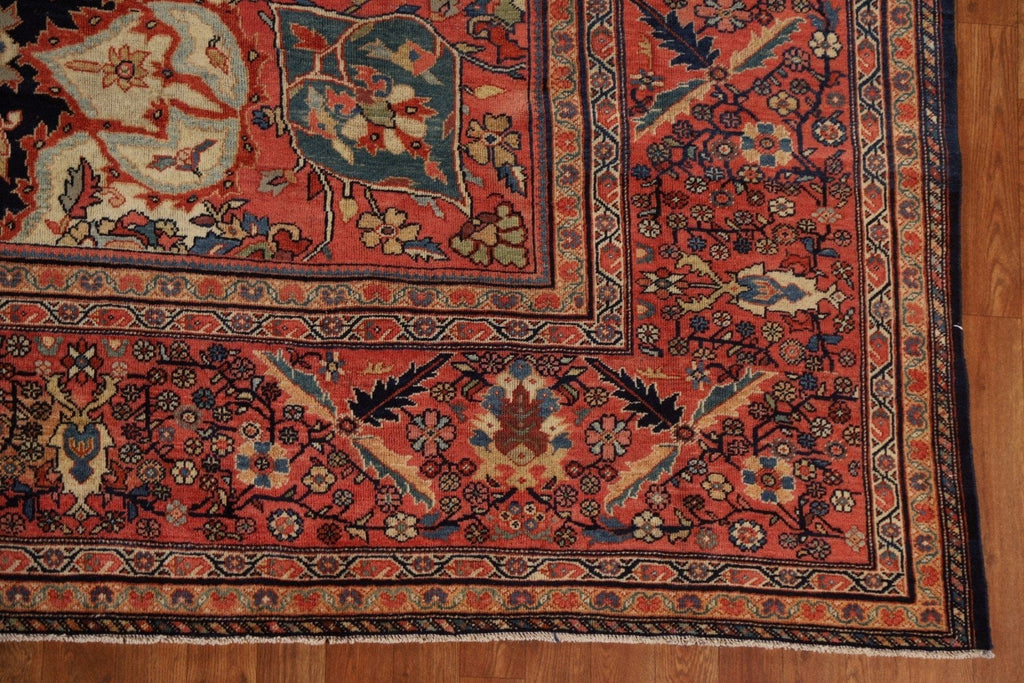 Pre-1900 Antique Vegetable Dye Sultanabad Persian Large Rug 11x14