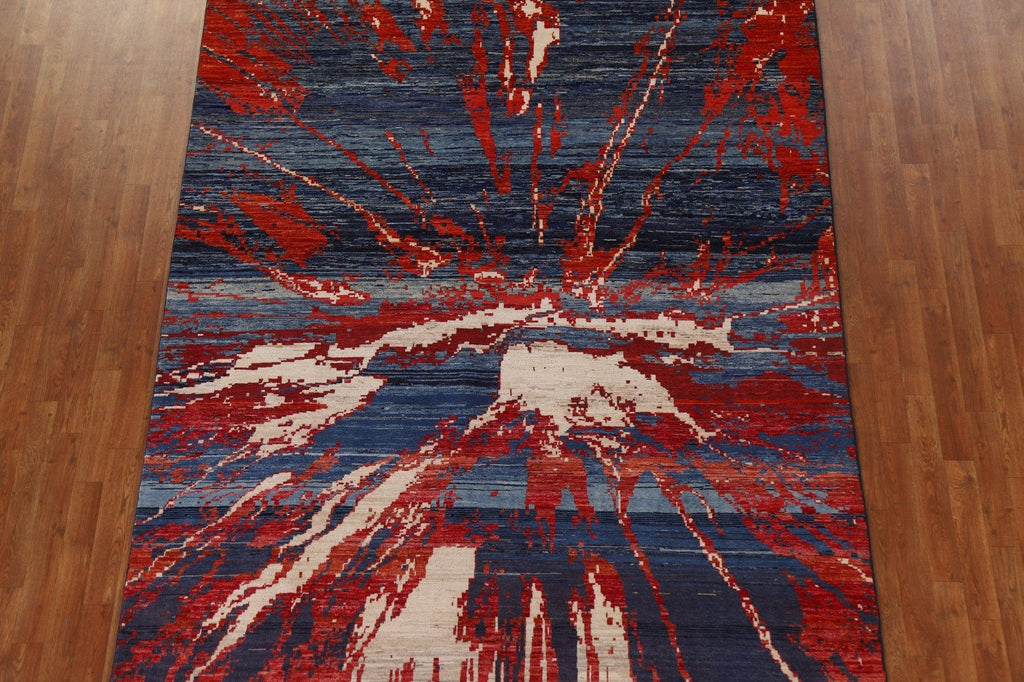 Navy Blue Modern Abstract Area Rug 7x9