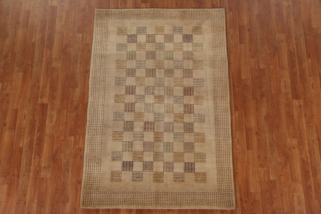 Checkered Gabbeh Kashkoli Oriental Area Rug 4x6