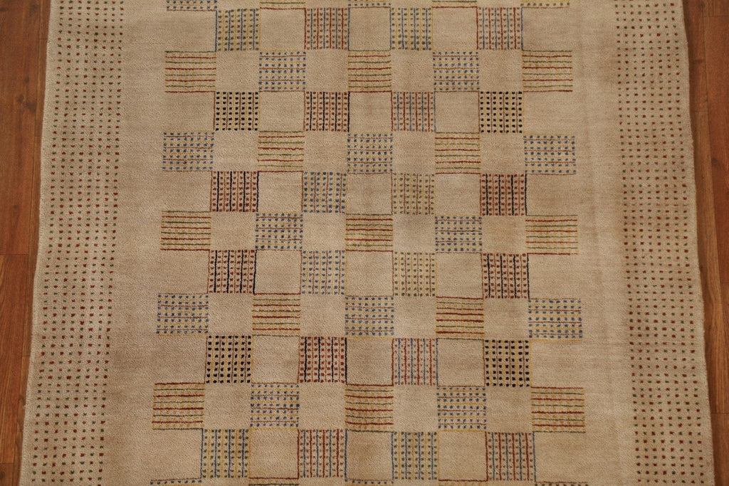 Checkered Gabbeh Kashkoli Oriental Area Rug 4x6