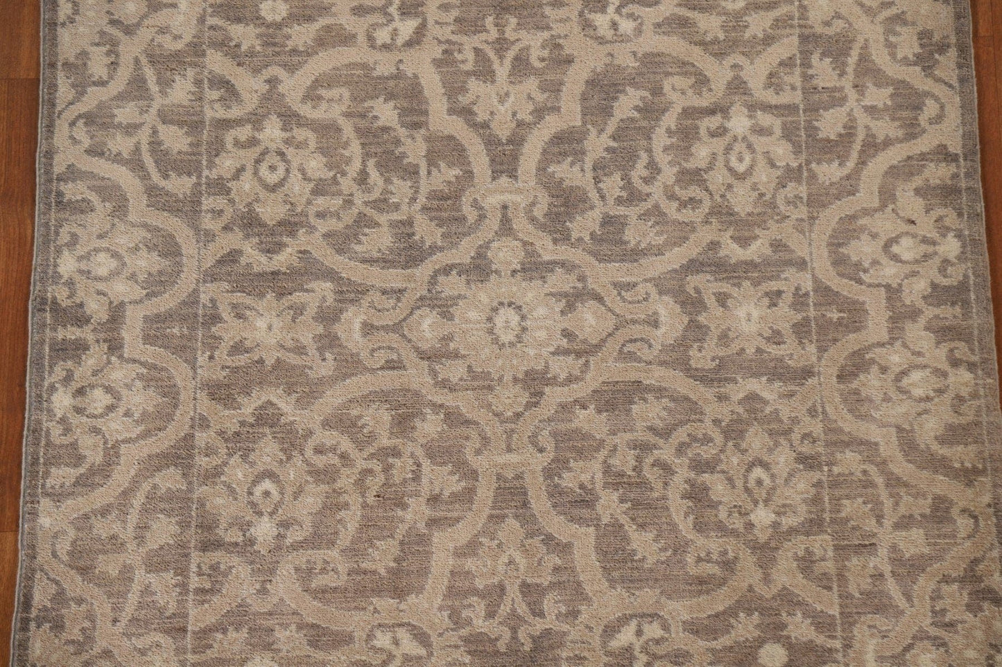 Brown Oushak Geometric Area Rug 4x6