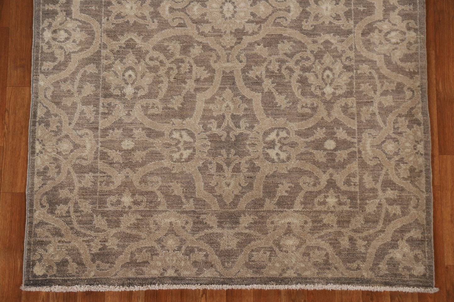 Brown Oushak Geometric Area Rug 4x6