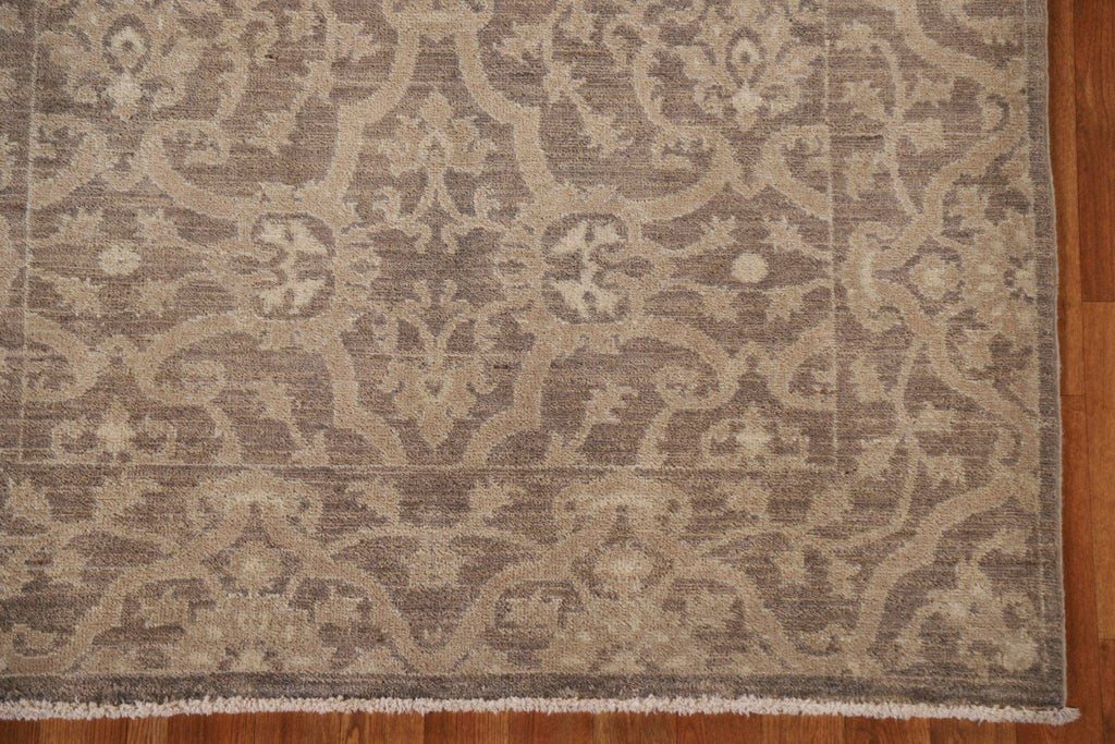 Brown Oushak Geometric Area Rug 4x6