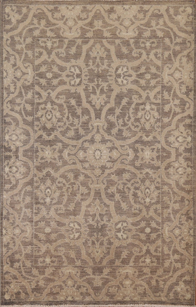 Brown Oushak Geometric Area Rug 4x6