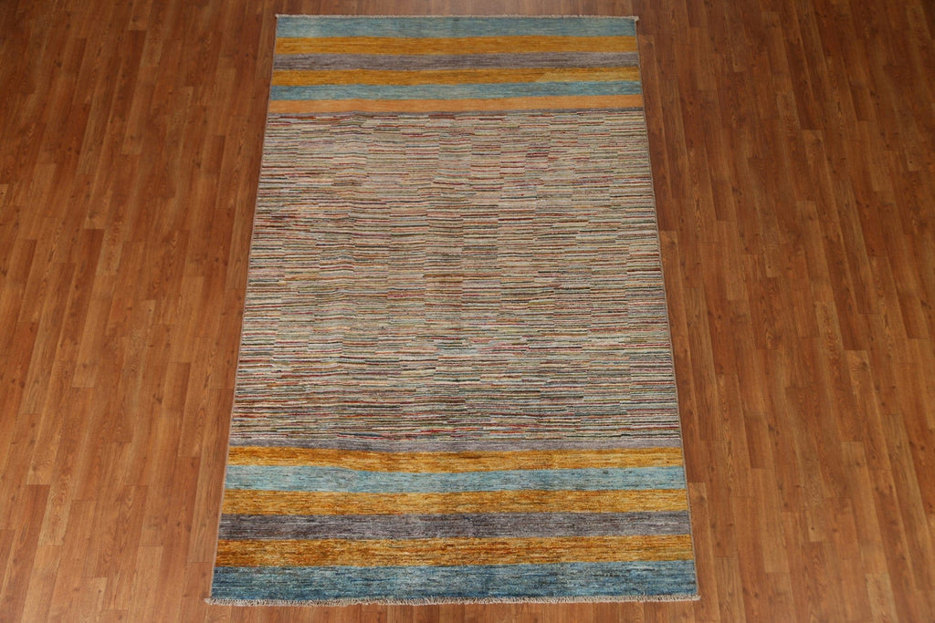 Handmade Gabbeh Kashkoli Wool Area Rug 5x8