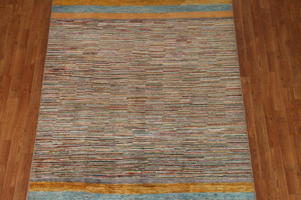 Handmade Gabbeh Kashkoli Wool Area Rug 5x8