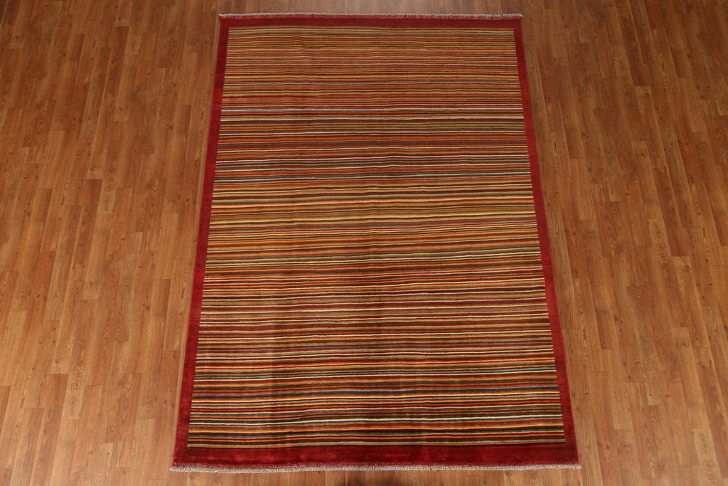 Modern Gabbeh Kashkoli Oriental Area Rug 6x8