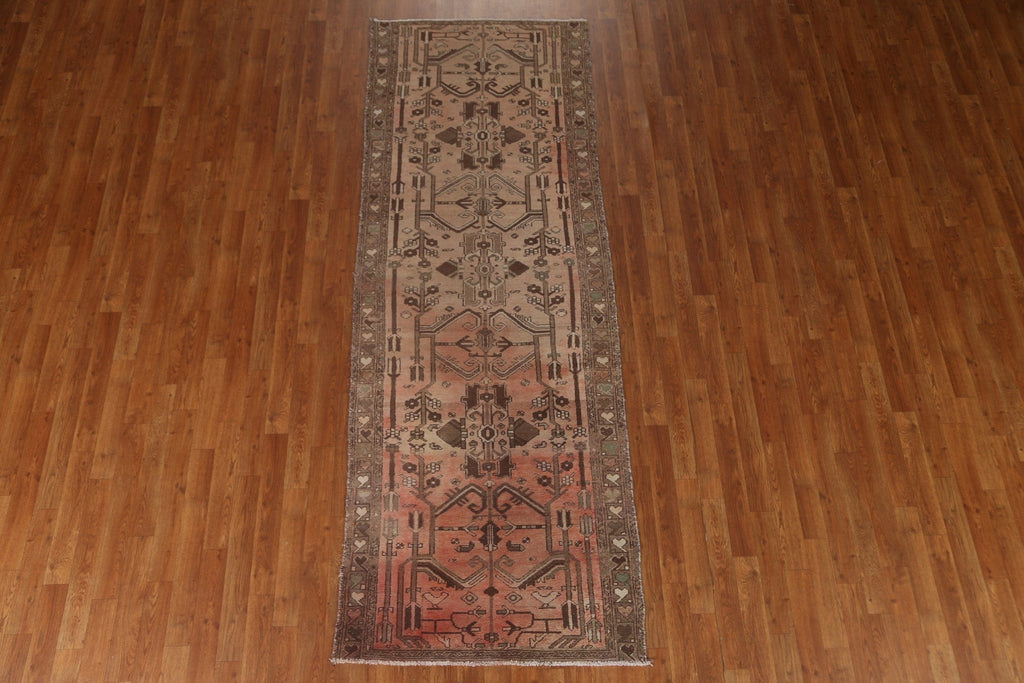 Vintage Wool Ardebil Persian Runner Rug 3x9