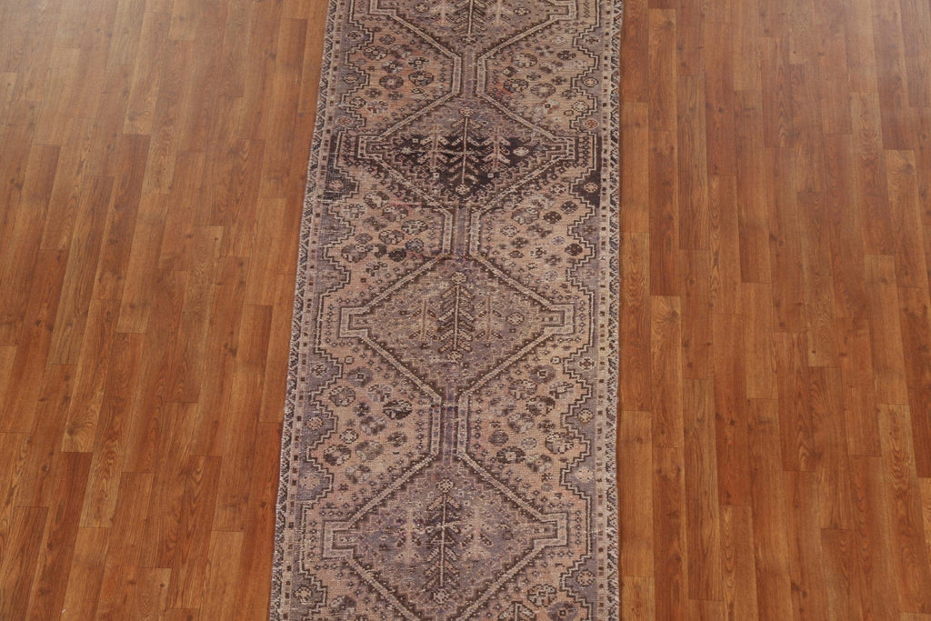 Antique Wool Qashqai Persian Runner Rug 3x9