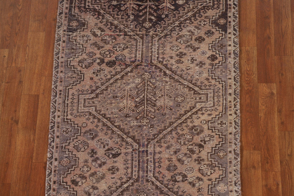 Antique Wool Qashqai Persian Runner Rug 3x9