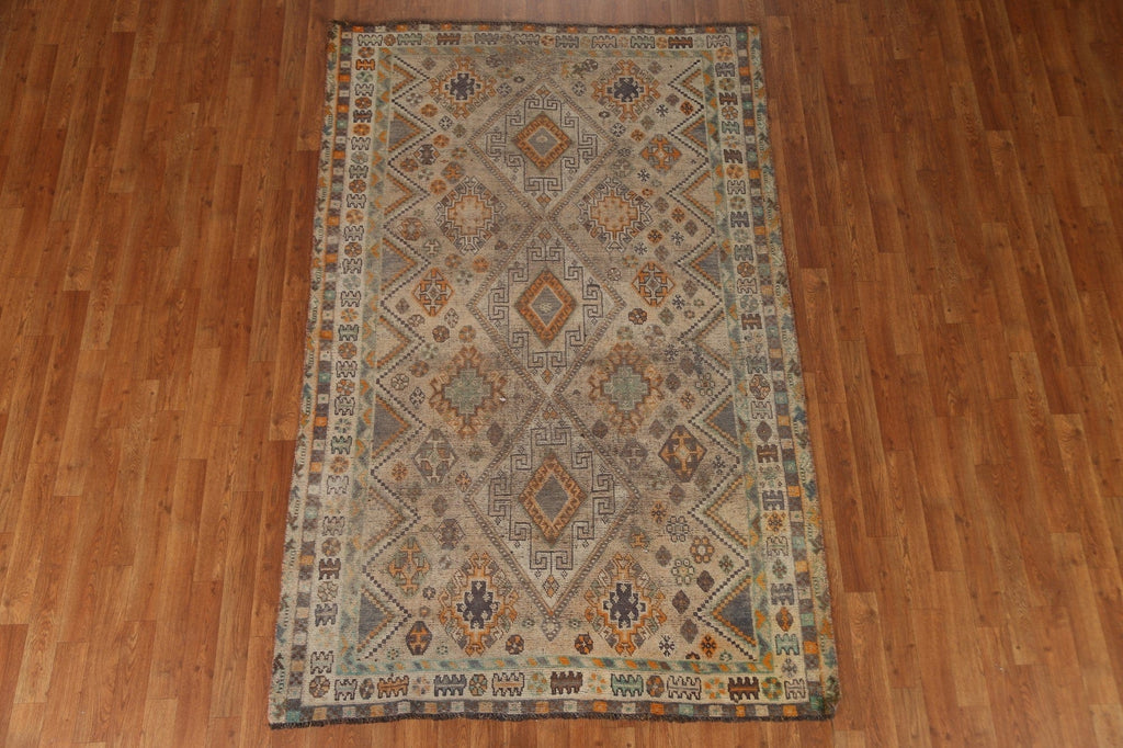 Vintage Qashqai Persian Area Rug 5x7