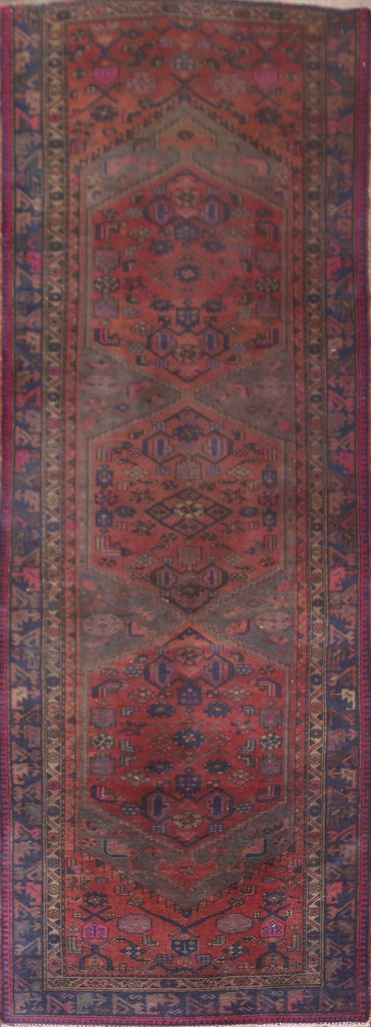 Over-Dyed Hamedan Persian Runner Rug 4x10