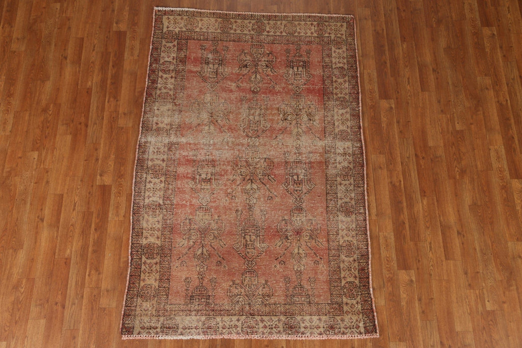 Antique Distressed Mashad Persian Area Rug 4x6