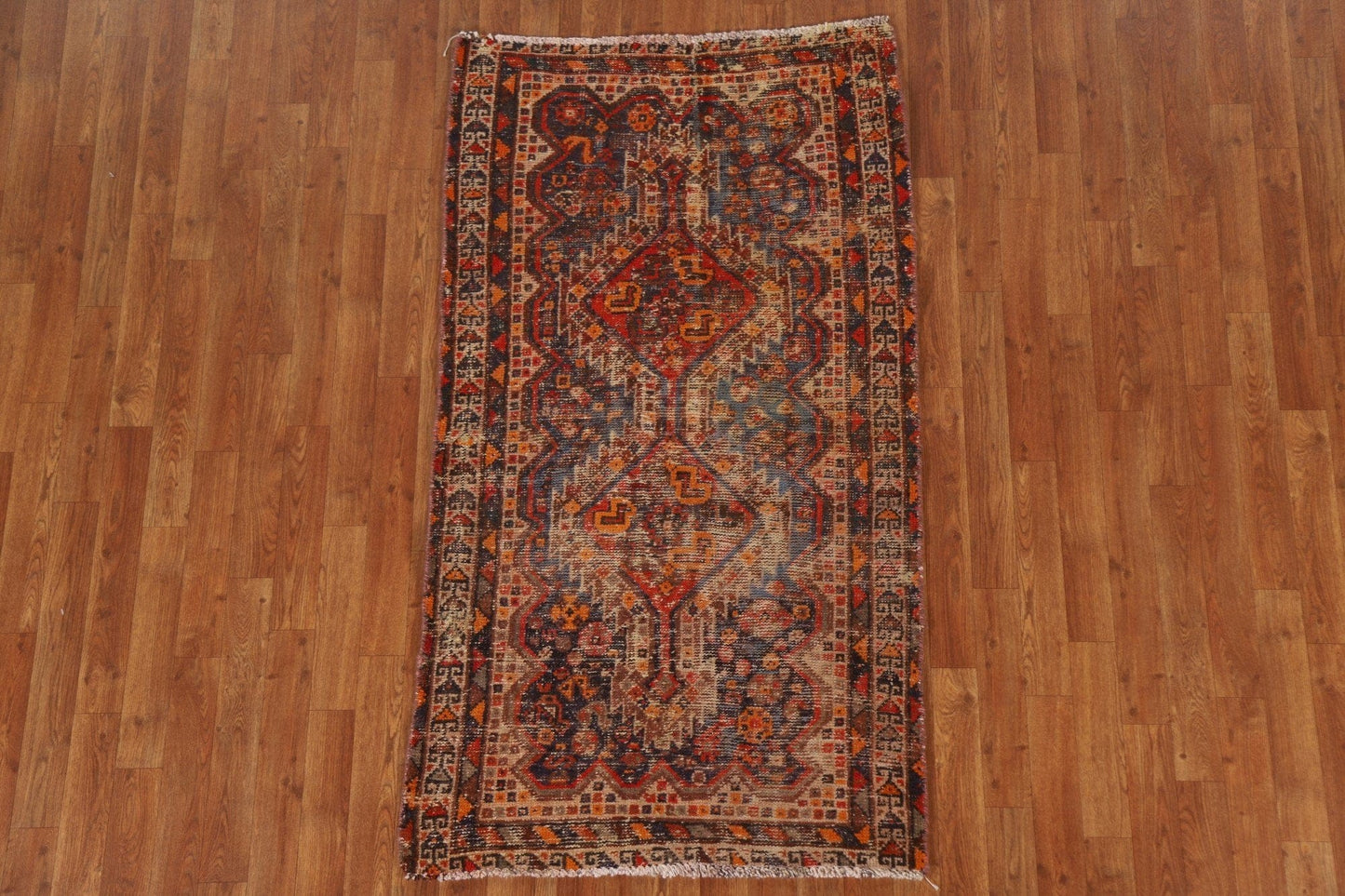 Antique Distressed Hamedan Persian Area Rug 3x6