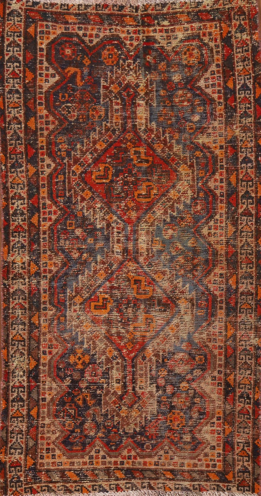 Antique Distressed Hamedan Persian Area Rug 3x6