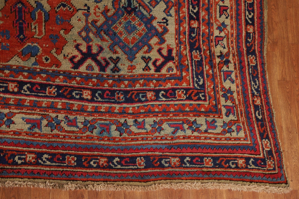 Pre-1900 Antique Vegetable Dye Oushak Large Rug 14x17