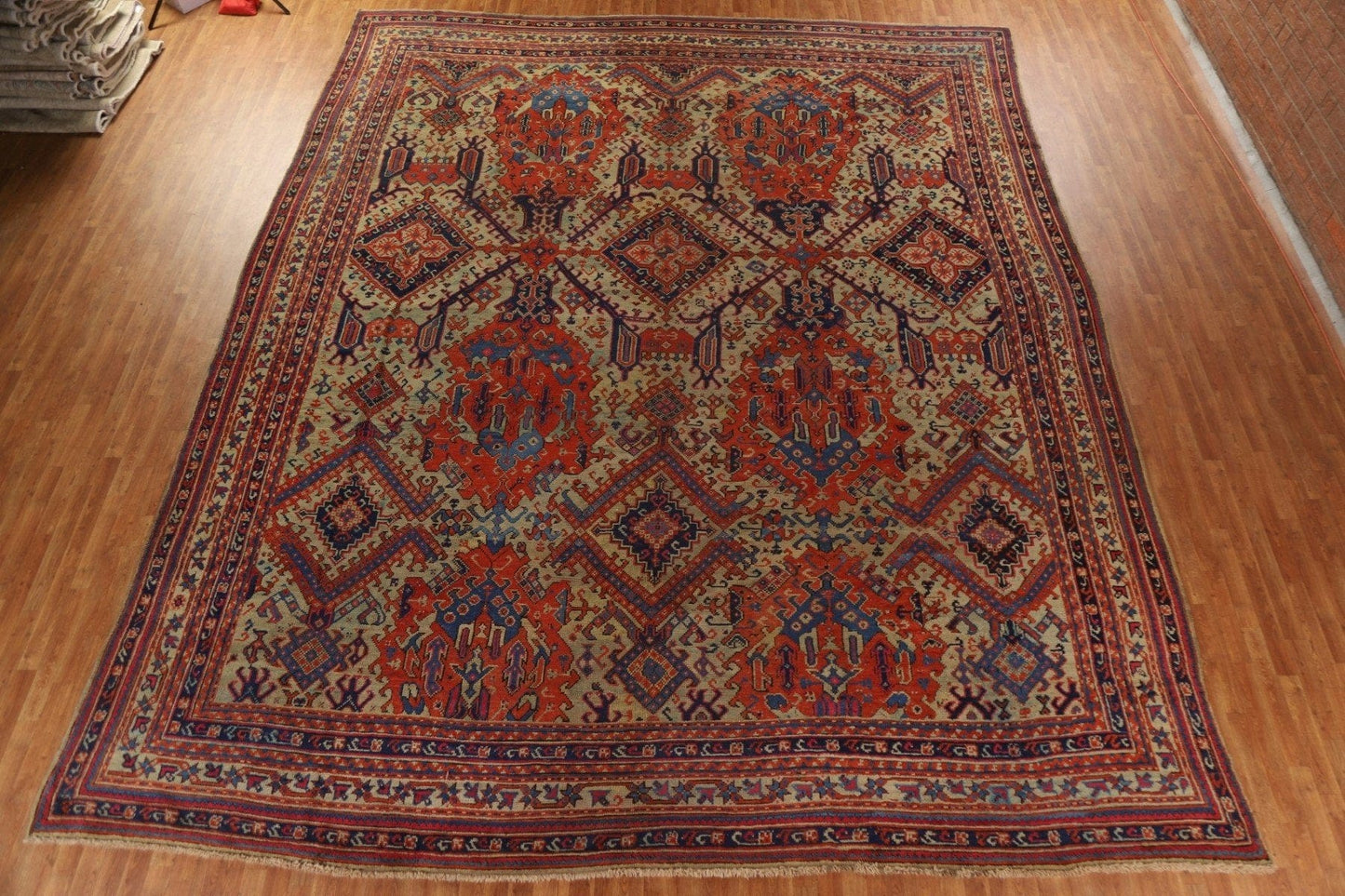 Pre-1900 Antique Vegetable Dye Oushak Large Rug 14x17