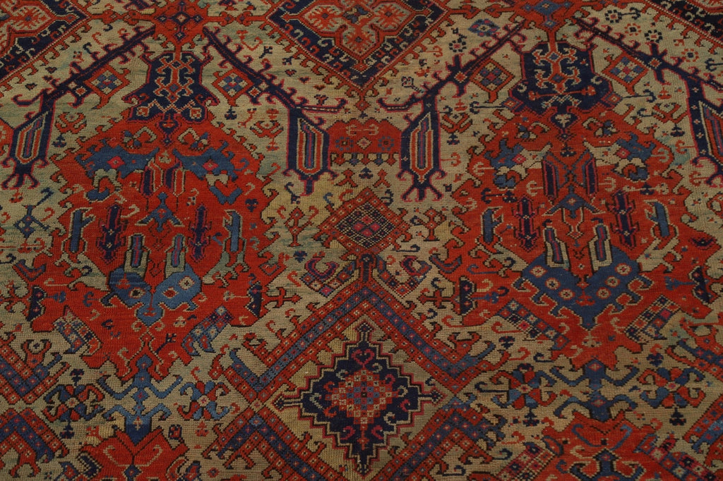 Pre-1900 Antique Vegetable Dye Oushak Large Rug 14x17