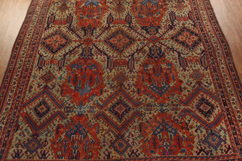 Pre-1900 Antique Vegetable Dye Oushak Large Rug 14x17