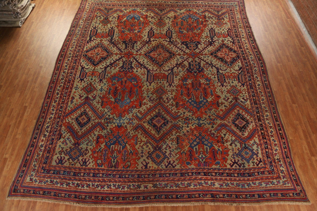 Pre-1900 Antique Vegetable Dye Oushak Large Rug 14x17