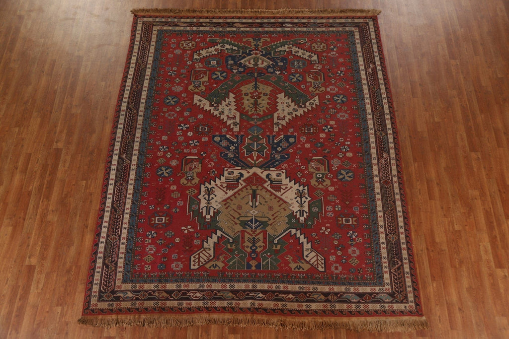 Geometric Rose Sumak Oriental Area Rug 8x10